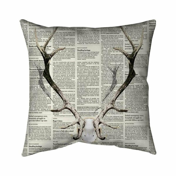 Fondo 20 x 20 in. Deer Horns on Newspaper-Double Sided Print Indoor Pillow FO3345475